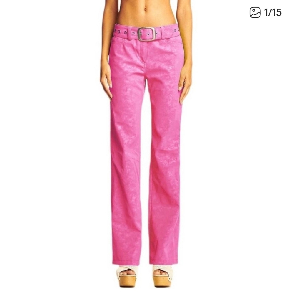 I Am Gia Barbie Pink Faux Leather Pants with Belt XS